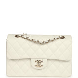 Pre-owned Chanel Small Classic Double Flap Bag White Caviar Light Gold Hardware - Thumbnail View 1