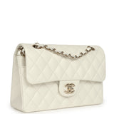 Pre-owned Chanel Small Classic Double Flap Bag White Caviar Light Gold Hardware - Thumbnail View 2