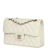 Pre-owned Chanel Small Classic Double Flap Bag White Caviar Light Gold Hardware - Thumbnail View 5