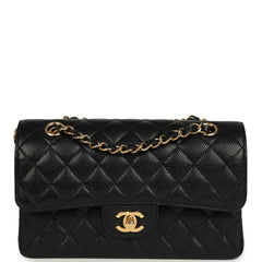 Chanel Small Classic Double Flap Bag Black Caviar Gold Hardware