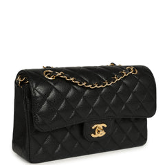 Chanel Small Classic Double Flap Bag Black Caviar Gold Hardware