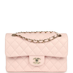 Chanel Small Classic Double Flap Bag Light Pink Shiny Caviar Light Gold Hardware