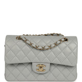 Chanel Small Classic Double Flap Bag Light Grey Caviar Light Gold Hardware - Thumbnail View 1