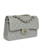 Chanel Small Classic Double Flap Bag Light Grey Caviar Light Gold Hardware - Thumbnail View 2
