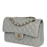Chanel Small Classic Double Flap Bag Light Grey Caviar Light Gold Hardware - Thumbnail View 5
