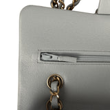 Chanel Small Classic Double Flap Bag Light Grey Caviar Light Gold Hardware - Thumbnail View 8