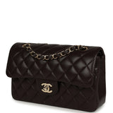 Chanel Small Classic Double Flap Bag Dark Brown Lambskin Light Gold Hardware - Thumbnail View 5