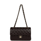Chanel Small Classic Double Flap Bag Dark Brown Lambskin Light Gold Hardware - Thumbnail View 7