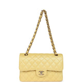 Chanel Small Classic Double Flap Bag Yellow Iridescent Caviar Light Gold Hardware - Thumbnail View 7