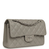 Chanel Small Classic Double Flap Bag Grey Lambskin Silver Hardware - Thumbnail View 2
