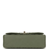 Pre-owned Chanel Small Classic Double Flap Bag Olive Green Lambskin Light Gold Hardware - Thumbnail View 6