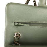 Pre-owned Chanel Small Classic Double Flap Bag Olive Green Lambskin Light Gold Hardware - Thumbnail View 8