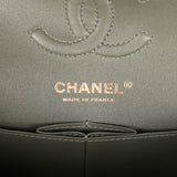 Pre-owned Chanel Small Classic Double Flap Bag Olive Green Lambskin Light Gold Hardware - Thumbnail View 9