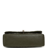 Pre-owned Chanel Small Classic Double Flap Bag Olive Green Lambskin Light Gold Hardware - Thumbnail View 6