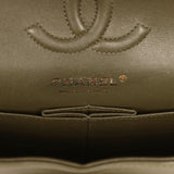 Pre-owned Chanel Small Classic Double Flap Bag Olive Green Lambskin Light Gold Hardware - Thumbnail View 9
