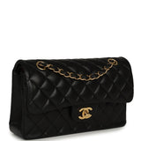 Pre-owned Chanel Small Classic Double Flap Bag Black Lambskin Gold Hardware - Thumbnail View 2