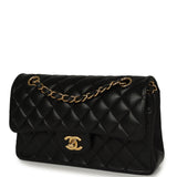 Pre-owned Chanel Small Classic Double Flap Bag Black Lambskin Gold Hardware - Thumbnail View 5