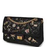 Pre-owned Chanel Small Reissue 225 2.55 Double Flap "Iconic Lucky Charms" Black Aged Calfskin Antique Gold Hardware - Thumbnail View 5