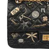 Pre-owned Chanel Small Reissue 225 2.55 Double Flap "Iconic Lucky Charms" Black Aged Calfskin Antique Gold Hardware - Thumbnail View 8