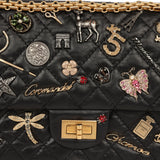 Pre-owned Chanel Small Reissue 225 2.55 Double Flap "Iconic Lucky Charms" Black Aged Calfskin Antique Gold Hardware - Thumbnail View 9