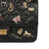 Pre-owned Chanel Small Reissue 225 2.55 Double Flap "Iconic Lucky Charms" Black Aged Calfskin Antique Gold Hardware - Thumbnail View 10