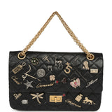 Pre-owned Chanel Small Reissue 225 2.55 Double Flap "Iconic Lucky Charms" Black Aged Calfskin Antique Gold Hardware - Thumbnail View 7