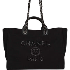 Chanel Black Shiny Calfskin Small Deauville Shopping Bag Imitation Pearl,  Black Strass And Gold Metal Hardware, 2020 Available For Immediate Sale At  Sotheby's