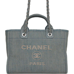 Chanel mini shopping bag White Blue Dark grey Nylon ref.427773 - Joli Closet