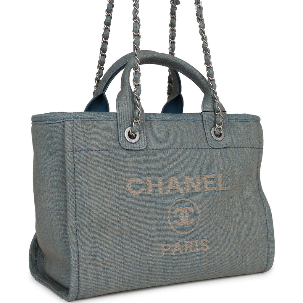 Chanel Large Deauville Shopping Bag Distressed Blue Denim Silver Hardw –  Madison Avenue Couture