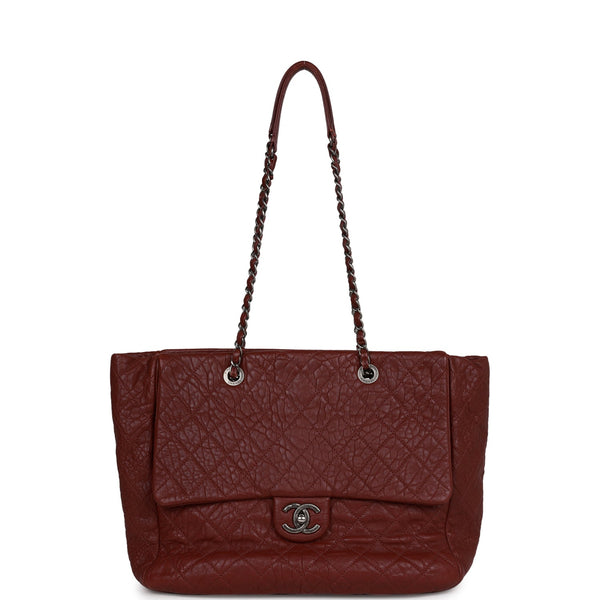 Pre-owned Chanel Large Duo Tote Bag Burgundy Calfskin Ruthenium Hardwa –  Madison Avenue Couture