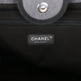 Chanel Medium Deauville Shopping Tote Dark Grey Denim Silver Hardware