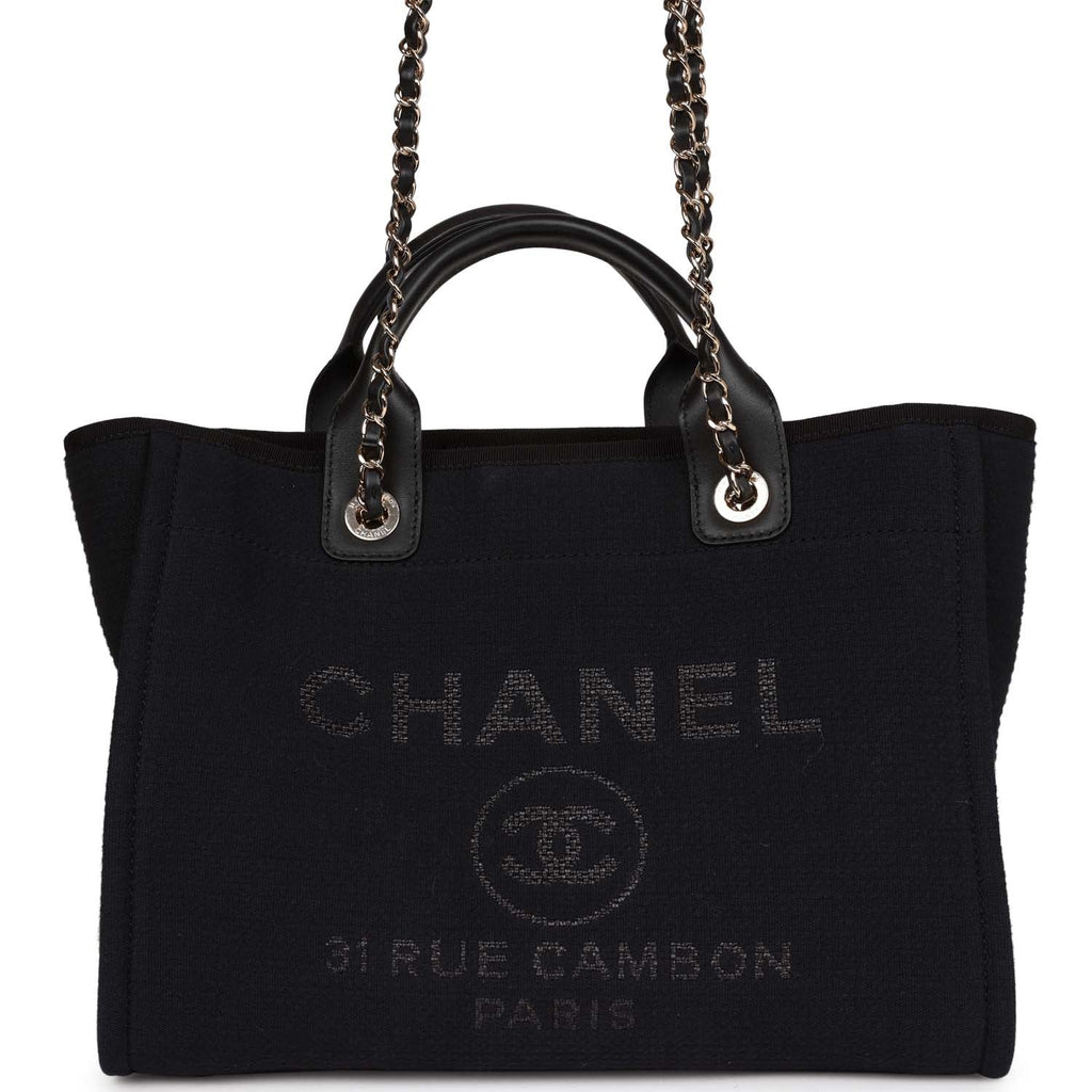 Large canvas CHANEL tote bag, Black