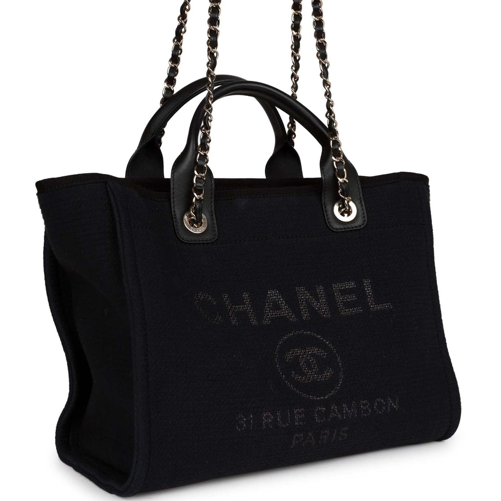 Chanel Deauville Tote Large Light Beige in Canvas with Silver-tone