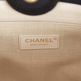 Chanel Small Deauville Shopping Bag Black Canvas and Calfskin Light Gold Hardware
