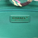 Chanel Small Deauville Shopping Tote Green and Pink Tropical Floral Velvet Light Gold Hardware