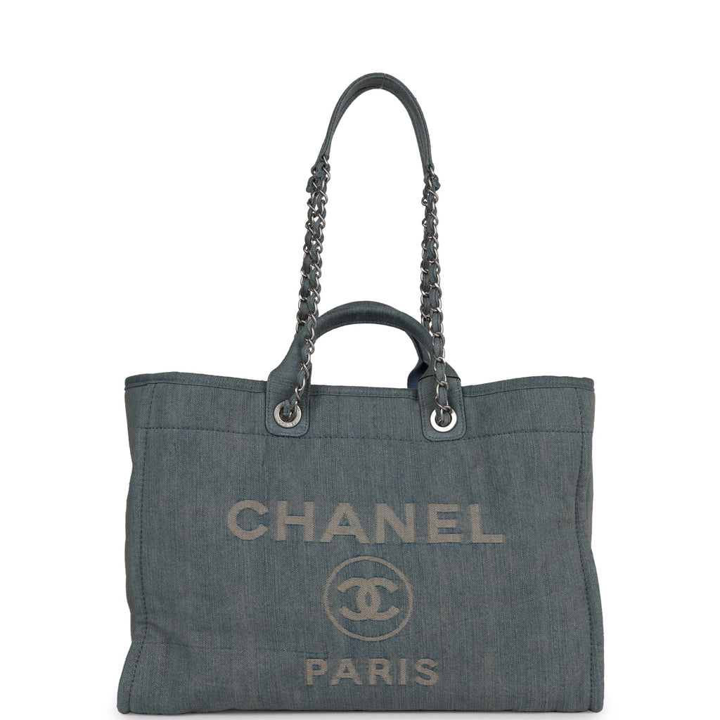 Chanel Large Deauville Shopping Bag Distressed Blue Denim Silver Hardw –  Madison Avenue Couture