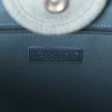 Chanel Large Deauville Shopping Tote Distressed Blue Denim Silver Hardware