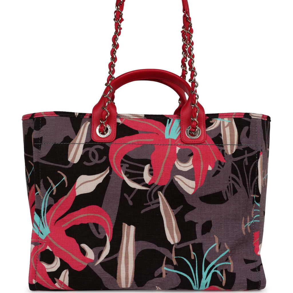 Chanel Small Deauville Shopping Bag Grey and Pink Tropical Floral Velv –  Madison Avenue Couture