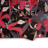 Chanel Small Deauville Shopping Tote Grey and Pink Tropical Floral Velvet Light Gold Hardware