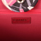 Chanel Medium Deauville Shopping Tote Grey and Pink Tropical Floral Velvet Light Gold Hardware