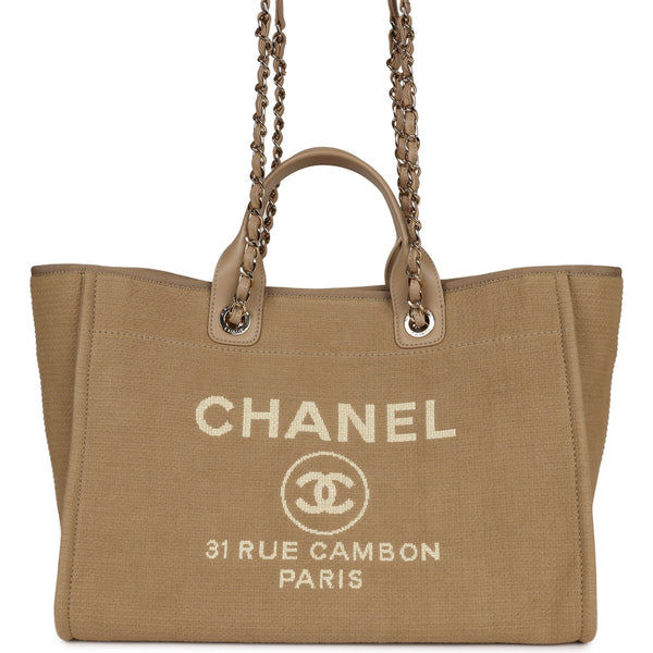 Chanel Deauville Large, Beige with White Leather and Gold Hardware, New in  Box WA001