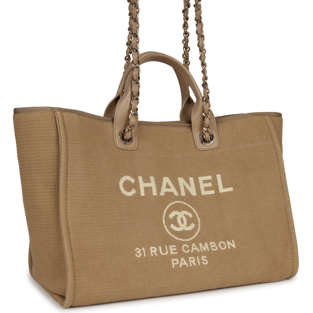 Chanel Deauville Tote Canvas Gold-tone Small Beige in Canvas with Gold-tone  - US