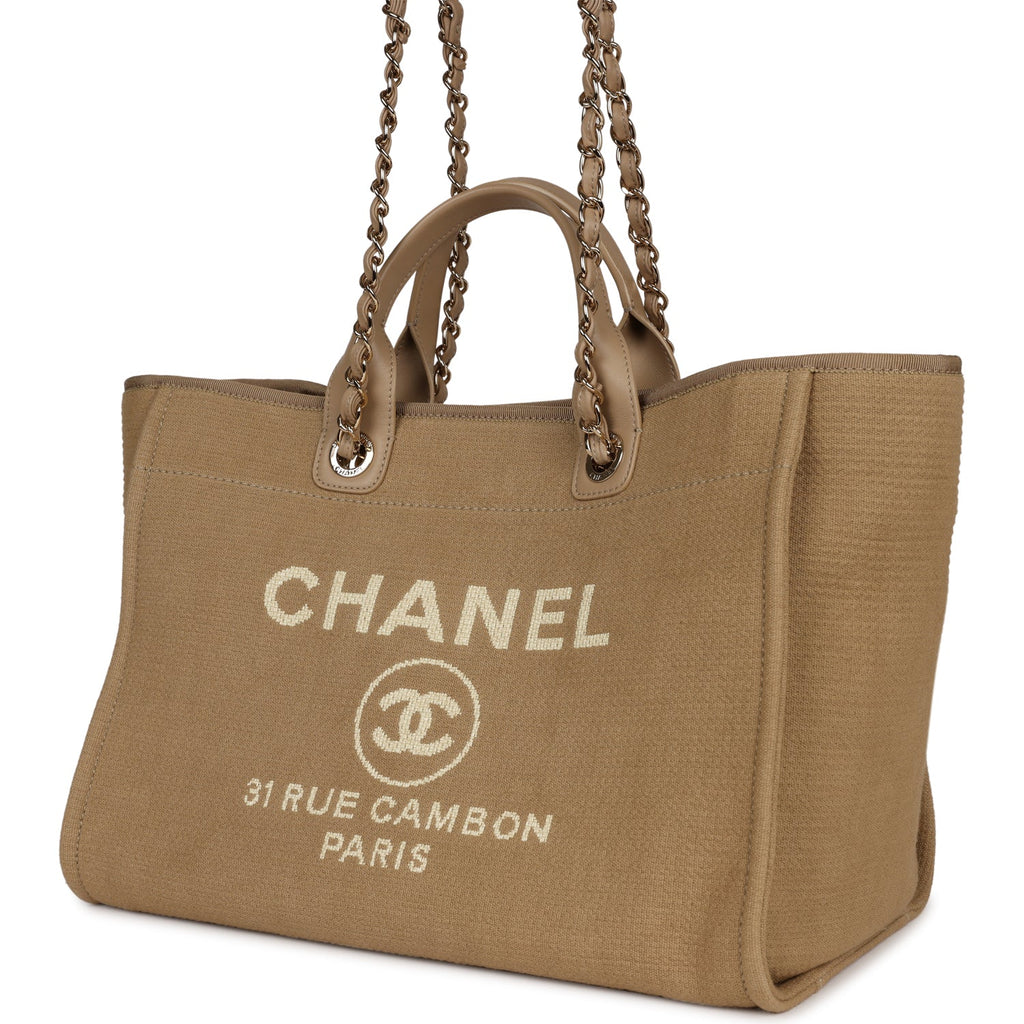 Chanel Beige Canvas and Leather Large Deauville Shopper Tote Chanel
