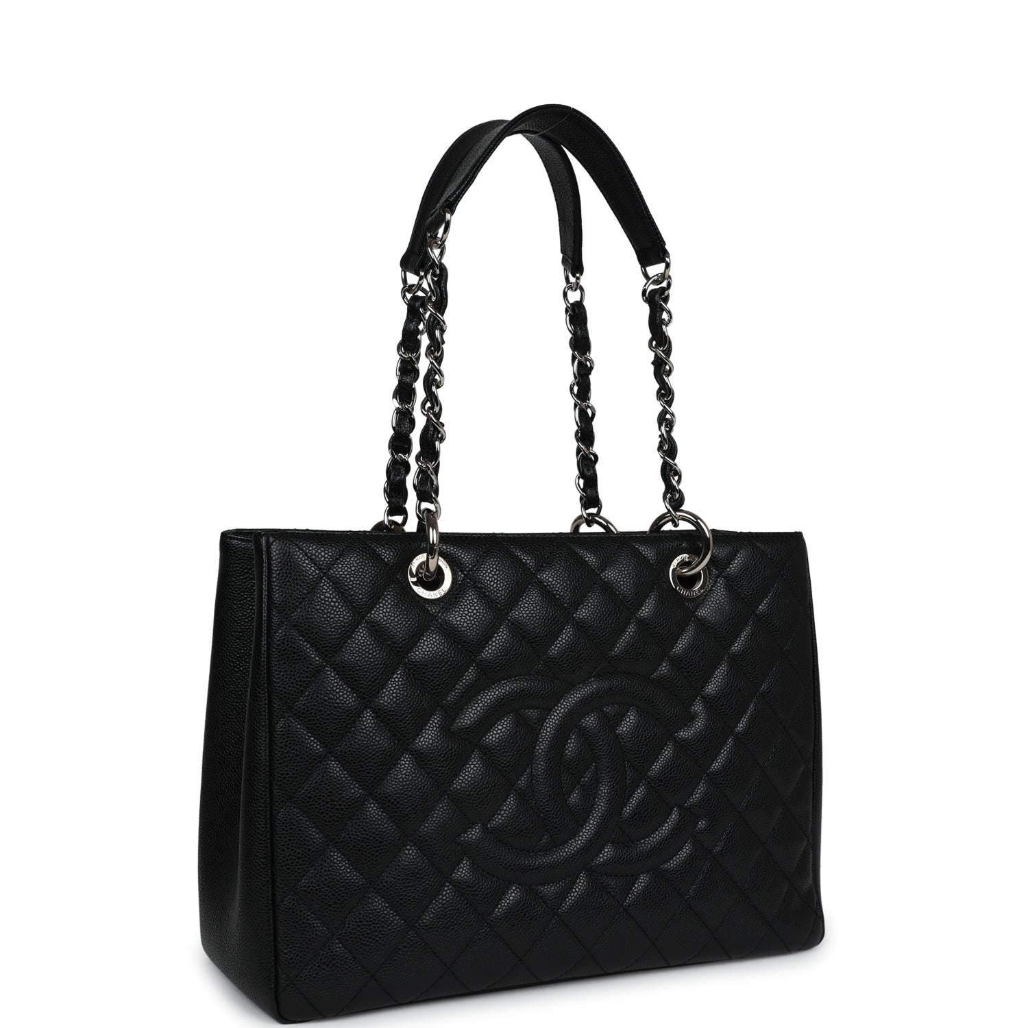 CC GRAND SHOPPING TOTE BAG 34CM BLACK CAVIAR SILVER HARDWARE