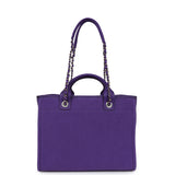 Chanel Small Deauville Shopping Tote Purple Canvas Gold Hardware