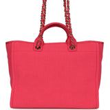 Chanel Medium Deauville Shopping Tote Hot Pink Canvas Light Gold Hardware