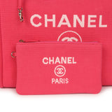 Chanel Medium Deauville Shopping Tote Hot Pink Canvas Light Gold Hardware