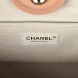 Chanel Small Deauville Shopping Tote Beige Canvas Light Gold Hardware
