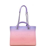 Chanel Small Deauville Shopping Tote Pink and Purple Ombre Calfskin Silver Hardware