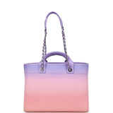 Chanel Small Deauville Shopping Tote Pink and Purple Ombre Calfskin Silver Hardware